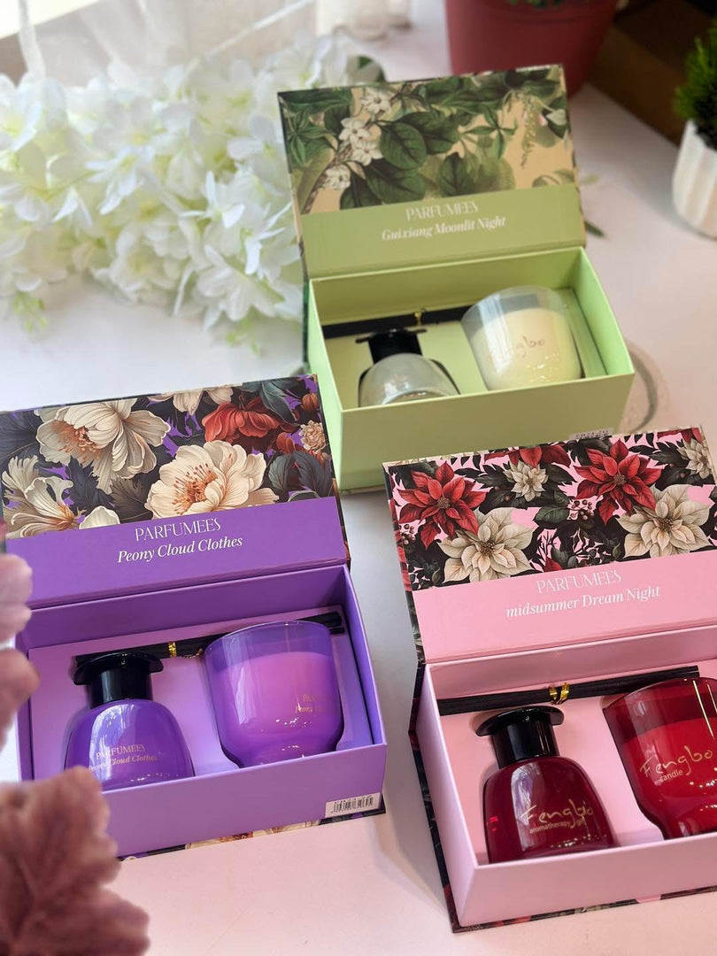 بوكس شمعة مع معطر للبيت ورود