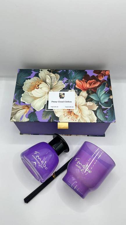 بوكس شمعة مع معطر للبيت ورود