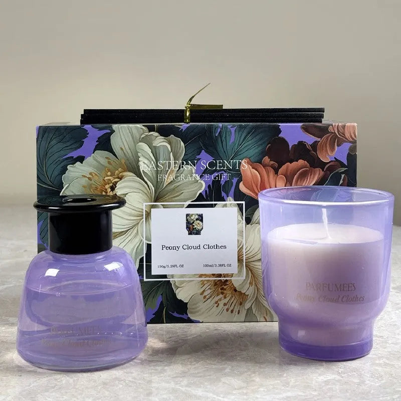 بوكس شمعة مع معطر للبيت ورود